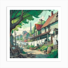 Samurai Village Art Print