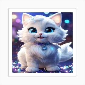 White Cat With Blue Eyes Art Print