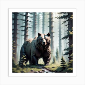 Grizzly Bear In The Forest 13 Art Print