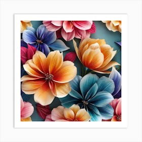 Colorful Flowers Wallpaper 3 Art Print