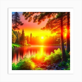 Sunset In The Forest 14 Art Print