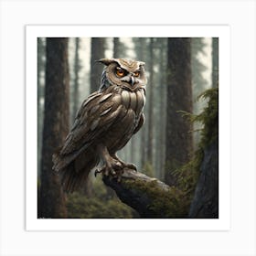 Owl In The Woods 46 Art Print