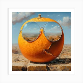 Orange With Sunglasses Art Print