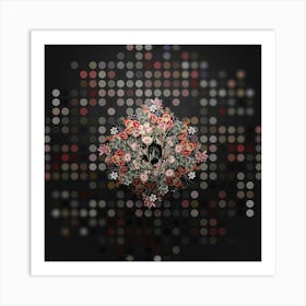 Vintage Pale Corona Amaryllis Floral Wreath on Dot Bokeh Pattern n.0784 Art Print