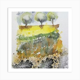 Three Trees In A Field Art Print