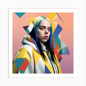 Billie Eilish Girl With Colorful Hair Art Print