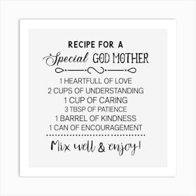 Recipe For A Spiritual God Mother Art Print