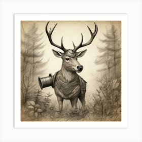 Deer In The Woods 52 Art Print