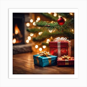 Christmas Presents Under The Christmas Tree Art Print