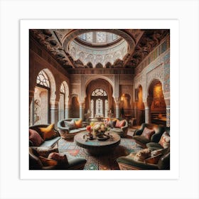 The dining hall in the middle of a traditional Moroccan house 5 Art Print