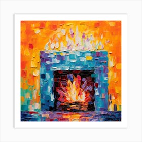 Fire In The Fireplace Art Print