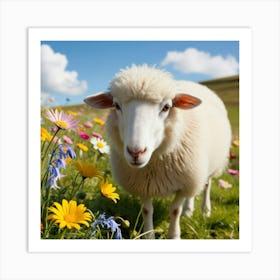 Sheep In A Meadow 2 Art Print