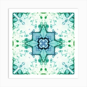 Abstract Pattern Spilled Watercolor Blue Art Print