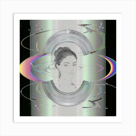 Abstract, Female Portrait, Silver, artwork Print, "Suspended Disbelief" Art Print