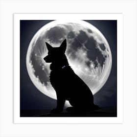 Lunar Dog Silhouette Art Print