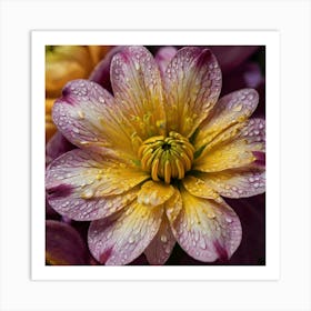 Raindrops On A Flower Paintings Art Print Art Print