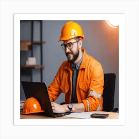 Portrait Of A Construction Worker Art Print