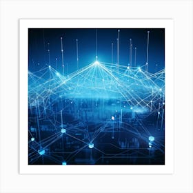 Abstract Digital Painting Of A Global Data Network Oversized Datums Connecting In An Ai Driven Conc (7) Art Print