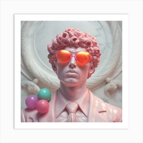 'The Man In Pink'Whimsical Home: Bust of Man, Pink Ball, and Gum Display Art Print