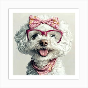 Dog With Glasses 13 Art Print