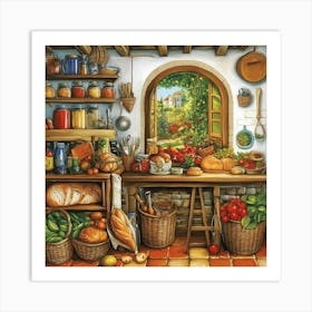 Kitchen In The Countryside Art Art Print