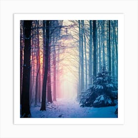 Firefly Dreamy Winter Forest With Ethereal Colorful Mist 62803 (3) Art Print