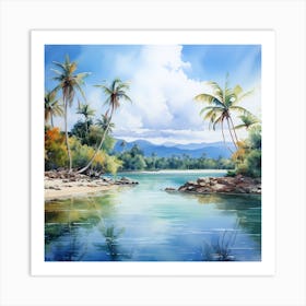 AI Caribbean Canvas: Tranquil Horizons Art Print