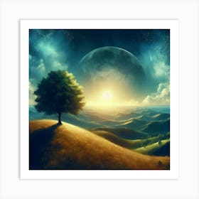 Landscape With A Tree Art Print