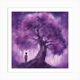 Tree Of Life , watercolor style purple Art Print