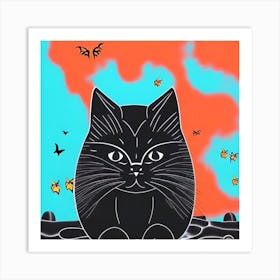 Cute Black Cat 1 Art Print