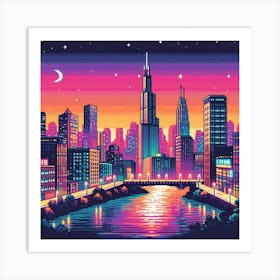 8-bit city skyline 1 Art Print