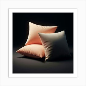 Three Pillows On A Black Background Art Print