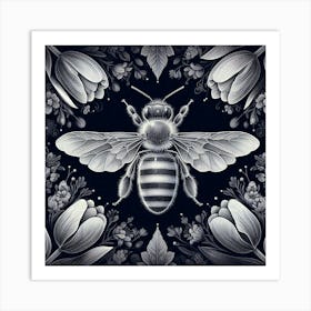 Bee And Flowers 10 Art Print