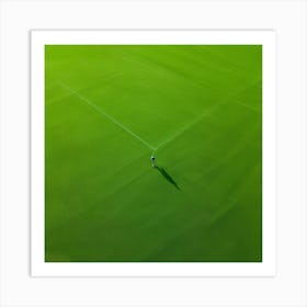 Lawn Green Grass Line Drone Person Surface Field Descending Adult Day Greenery Sharpened (3) Art Print