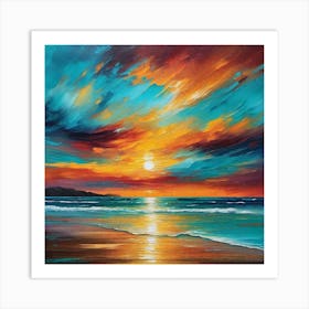 Sunset On The Beach 1070 Art Print