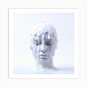 Head Of A Woman Melting Wax Art Print