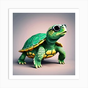 Turtle With Sunglasses Art Print