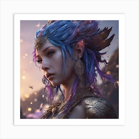 Woman With Blue Hair Art Print