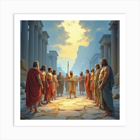 Watercolor The Gods Of Olympus In A Majestic, Divine Gathering 1 Art Print