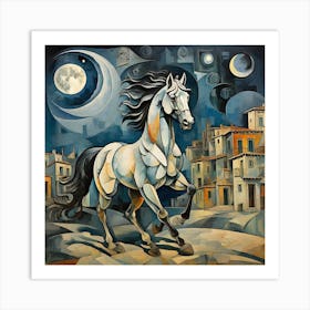 Horse In The Moonlight Art Print