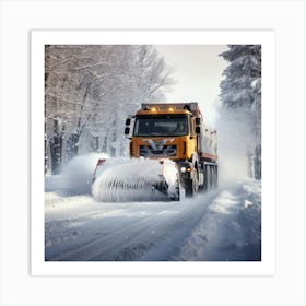 Snow Plow In The Snow Art Print