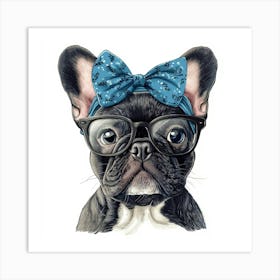 French Bulldog With Glasses 1 Art Print