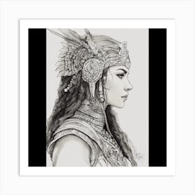 Pen Sketch Of Just The Profile Of An Inner Goddess (1) Art Print