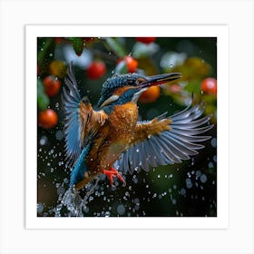 Kingfisher In Flight Art Print