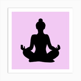 Silhouette Of A Woman Meditating Art Print