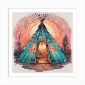 The Sunset Teepee Art Print