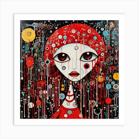 Girl In Red 3 Art Print