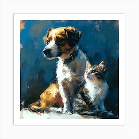 Dog And Cat Art Print