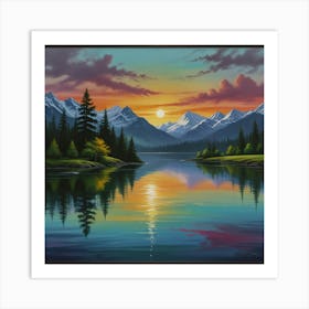 Sunset Over Lake Art Print