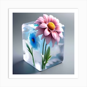 Ice Cube With Flowers 2 Art Print